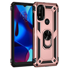 Funda Bumper Silicona y Plastico Mate Carcasa con Magnetico Anillo de dedo Soporte para Motorola Moto G Pure Oro Rosa