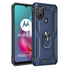 Funda Bumper Silicona y Plastico Mate Carcasa con Magnetico Anillo de dedo Soporte para Motorola Moto G20 Azul