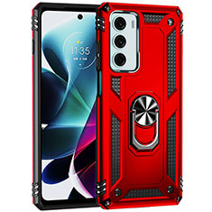 Funda Bumper Silicona y Plastico Mate Carcasa con Magnetico Anillo de dedo Soporte para Motorola Moto G200 5G Rojo