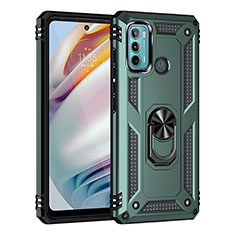 Funda Bumper Silicona y Plastico Mate Carcasa con Magnetico Anillo de dedo Soporte para Motorola Moto G60 Verde