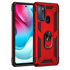 Funda Bumper Silicona y Plastico Mate Carcasa con Magnetico Anillo de dedo Soporte para Motorola Moto G60s Rojo