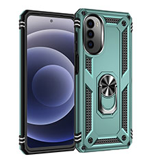 Funda Bumper Silicona y Plastico Mate Carcasa con Magnetico Anillo de dedo Soporte para Motorola Moto G71s 5G Verde