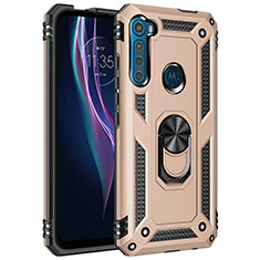 Funda Bumper Silicona y Plastico Mate Carcasa con Magnetico Anillo de dedo Soporte para Motorola Moto One Fusion Plus Oro