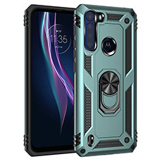 Funda Bumper Silicona y Plastico Mate Carcasa con Magnetico Anillo de dedo Soporte para Motorola Moto One Fusion Verde