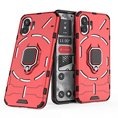 Funda Bumper Silicona y Plastico Mate Carcasa con Magnetico Anillo de dedo Soporte para Nothing Phone 2 Rojo