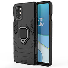 Funda Bumper Silicona y Plastico Mate Carcasa con Magnetico Anillo de dedo Soporte para OnePlus 8T 5G Negro