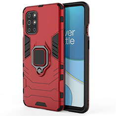 Funda Bumper Silicona y Plastico Mate Carcasa con Magnetico Anillo de dedo Soporte para OnePlus 8T 5G Rojo