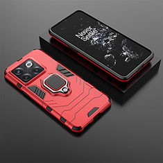 Funda Bumper Silicona y Plastico Mate Carcasa con Magnetico Anillo de dedo Soporte para OnePlus Ace Pro 5G Rojo