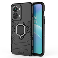 Funda Bumper Silicona y Plastico Mate Carcasa con Magnetico Anillo de dedo Soporte para OnePlus Nord 2T 5G Negro