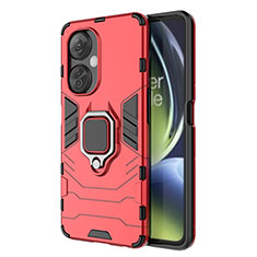 Funda Bumper Silicona y Plastico Mate Carcasa con Magnetico Anillo de dedo Soporte para OnePlus Nord CE 3 Lite 5G Rojo