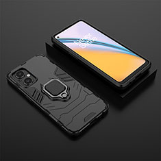 Funda Bumper Silicona y Plastico Mate Carcasa con Magnetico Anillo de dedo Soporte para OnePlus Nord N20 5G Negro