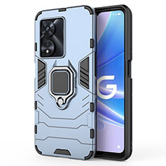 Funda Bumper Silicona y Plastico Mate Carcasa con Magnetico Anillo de dedo Soporte para Oppo A1 Pro 5G Azul