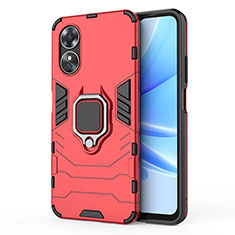 Funda Bumper Silicona y Plastico Mate Carcasa con Magnetico Anillo de dedo Soporte para Oppo A17 Rojo