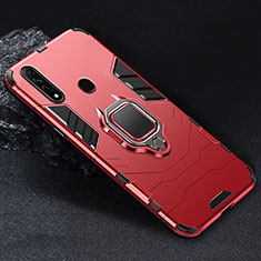 Funda Bumper Silicona y Plastico Mate Carcasa con Magnetico Anillo de dedo Soporte para Oppo A31 Rojo