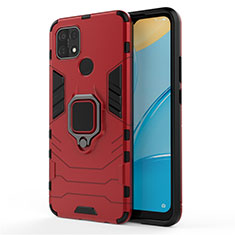 Funda Bumper Silicona y Plastico Mate Carcasa con Magnetico Anillo de dedo Soporte para Oppo A35 Rojo