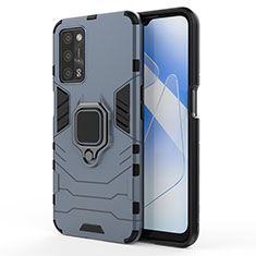 Funda Bumper Silicona y Plastico Mate Carcasa con Magnetico Anillo de dedo Soporte para Oppo A53s 5G Azul