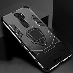 Funda Bumper Silicona y Plastico Mate Carcasa con Magnetico Anillo de dedo Soporte para Oppo A9 (2020) Negro