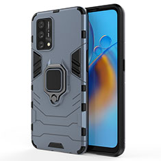 Funda Bumper Silicona y Plastico Mate Carcasa con Magnetico Anillo de dedo Soporte para Oppo A95 4G Azul