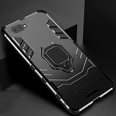 Funda Bumper Silicona y Plastico Mate Carcasa con Magnetico Anillo de dedo Soporte para Oppo AX5 Negro