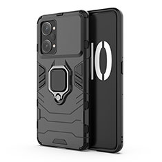 Funda Bumper Silicona y Plastico Mate Carcasa con Magnetico Anillo de dedo Soporte para Oppo K10 Pro 5G Negro