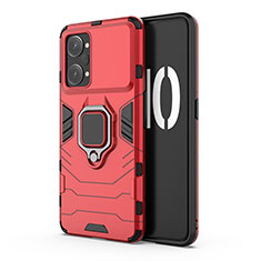 Funda Bumper Silicona y Plastico Mate Carcasa con Magnetico Anillo de dedo Soporte para Oppo K10 Pro 5G Rojo