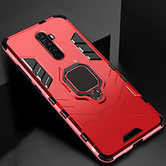 Funda Bumper Silicona y Plastico Mate Carcasa con Magnetico Anillo de dedo Soporte para Oppo Reno Ace Rojo