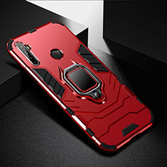 Funda Bumper Silicona y Plastico Mate Carcasa con Magnetico Anillo de dedo Soporte para Realme 5 Pro Rojo