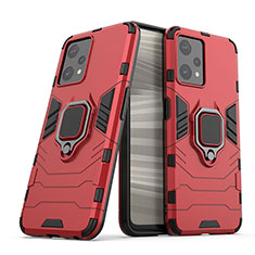 Funda Bumper Silicona y Plastico Mate Carcasa con Magnetico Anillo de dedo Soporte para Realme 9 5G Rojo