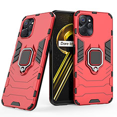 Funda Bumper Silicona y Plastico Mate Carcasa con Magnetico Anillo de dedo Soporte para Realme 9i 5G Rojo