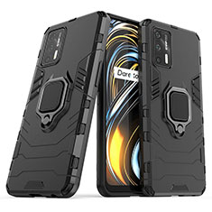 Funda Bumper Silicona y Plastico Mate Carcasa con Magnetico Anillo de dedo Soporte para Realme GT 5G Negro