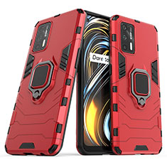 Funda Bumper Silicona y Plastico Mate Carcasa con Magnetico Anillo de dedo Soporte para Realme GT 5G Rojo