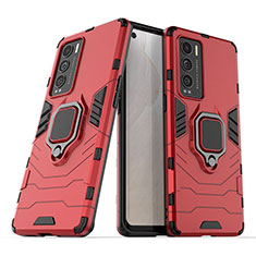 Funda Bumper Silicona y Plastico Mate Carcasa con Magnetico Anillo de dedo Soporte para Realme GT Master Explorer 5G Rojo