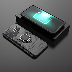 Funda Bumper Silicona y Plastico Mate Carcasa con Magnetico Anillo de dedo Soporte para Realme GT Neo6 5G Negro