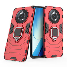 Funda Bumper Silicona y Plastico Mate Carcasa con Magnetico Anillo de dedo Soporte para Realme Narzo 60 5G Rojo