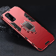 Funda Bumper Silicona y Plastico Mate Carcasa con Magnetico Anillo de dedo Soporte para Realme Q2 5G Rojo