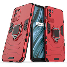 Funda Bumper Silicona y Plastico Mate Carcasa con Magnetico Anillo de dedo Soporte para Realme V11 5G Rojo