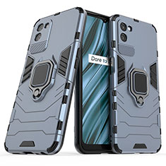 Funda Bumper Silicona y Plastico Mate Carcasa con Magnetico Anillo de dedo Soporte para Realme V11s 5G Azul