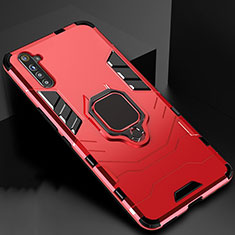 Funda Bumper Silicona y Plastico Mate Carcasa con Magnetico Anillo de dedo Soporte para Realme XT Rojo