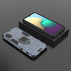 Funda Bumper Silicona y Plastico Mate Carcasa con Magnetico Anillo de dedo Soporte para Samsung Galaxy A03 Core Azul