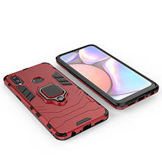 Funda Bumper Silicona y Plastico Mate Carcasa con Magnetico Anillo de dedo Soporte para Samsung Galaxy A10s Rojo