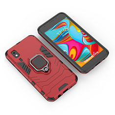 Funda Bumper Silicona y Plastico Mate Carcasa con Magnetico Anillo de dedo Soporte para Samsung Galaxy A2 Core A260F A260G Rojo