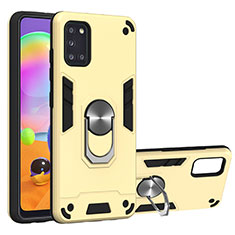 Funda Bumper Silicona y Plastico Mate Carcasa con Magnetico Anillo de dedo Soporte para Samsung Galaxy A31 Oro