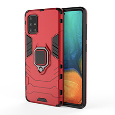 Funda Bumper Silicona y Plastico Mate Carcasa con Magnetico Anillo de dedo Soporte para Samsung Galaxy A51 5G Rojo