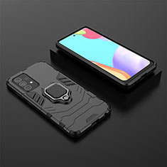 Funda Bumper Silicona y Plastico Mate Carcasa con Magnetico Anillo de dedo Soporte para Samsung Galaxy A52 5G Negro