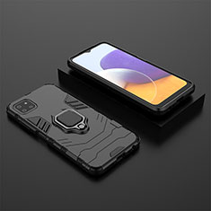 Funda Bumper Silicona y Plastico Mate Carcasa con Magnetico Anillo de dedo Soporte para Samsung Galaxy F42 5G Negro