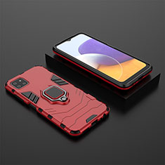 Funda Bumper Silicona y Plastico Mate Carcasa con Magnetico Anillo de dedo Soporte para Samsung Galaxy F42 5G Rojo