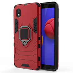 Funda Bumper Silicona y Plastico Mate Carcasa con Magnetico Anillo de dedo Soporte para Samsung Galaxy M01 Core Rojo