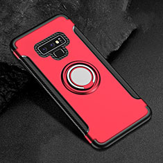 Funda Bumper Silicona y Plastico Mate Carcasa con Magnetico Anillo de dedo Soporte para Samsung Galaxy Note 9 Rojo