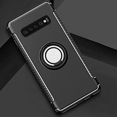 Funda Bumper Silicona y Plastico Mate Carcasa con Magnetico Anillo de dedo Soporte para Samsung Galaxy S10 Negro