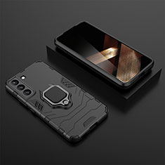 Funda Bumper Silicona y Plastico Mate Carcasa con Magnetico Anillo de dedo Soporte para Samsung Galaxy S25 Plus 5G Negro